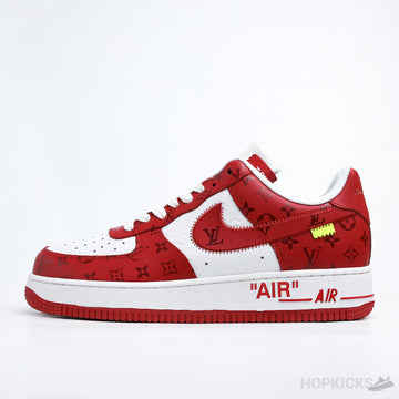 LV x Air Force 1 Low By Virgil Abloh White Red ( Premium Plus Batch)