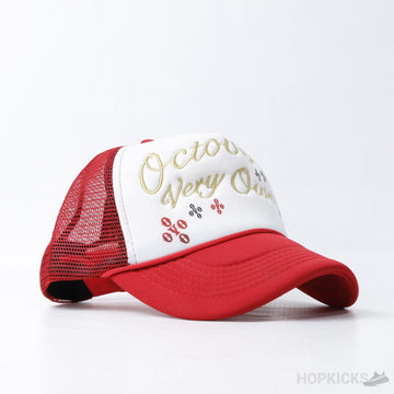 October's Very Own White Red Trucker Cap (Slight Stain)