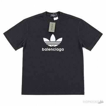Bale*ciaga X Adi With Logo And Greeting Black T-Shirt