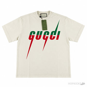 Gcc Blade Print Cotton T-Shirt (Off-White / Cream)