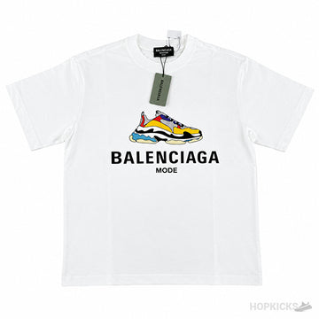 Bale*ciaga Triple S Sneaker Graphic T-Shirt (White)