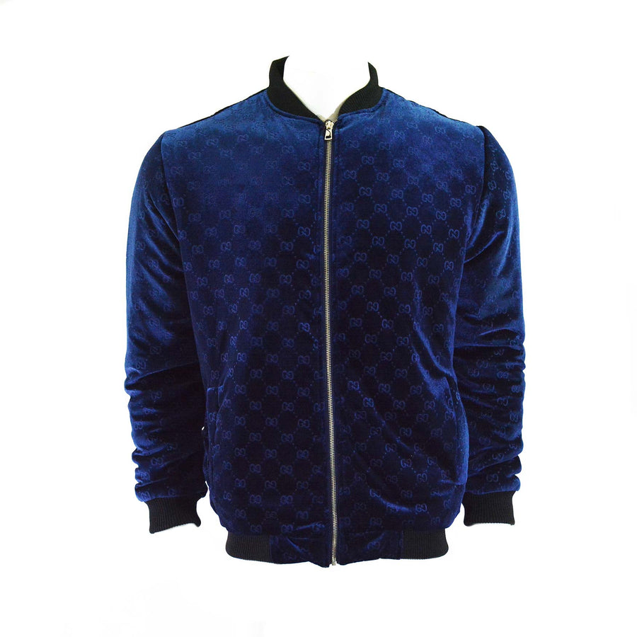 GG Web Logo Bomber Jacket Blue