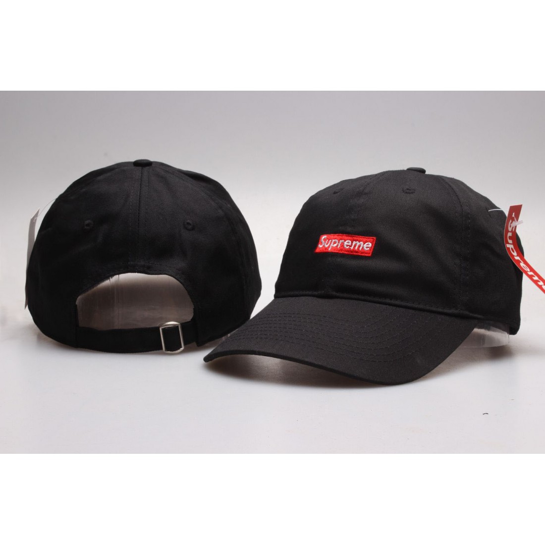 red and black supreme hat