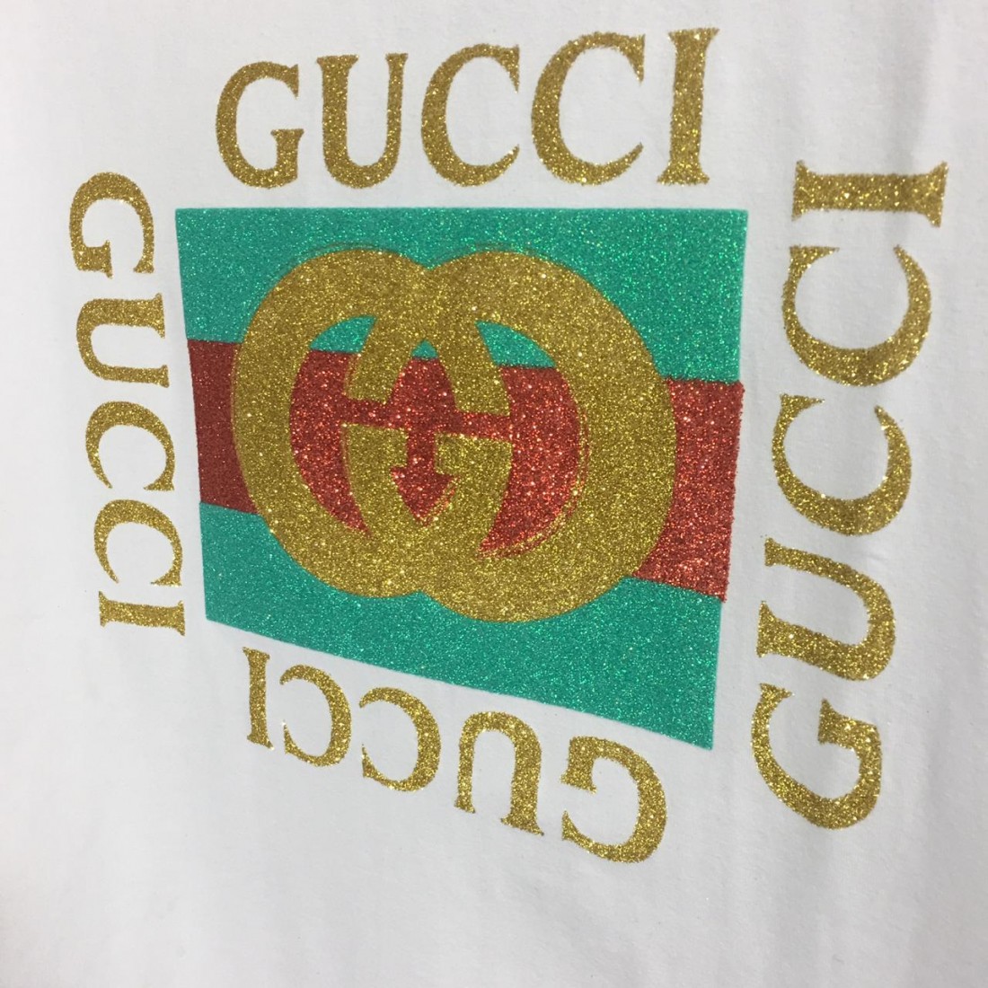 GG box logo glitter gold tee