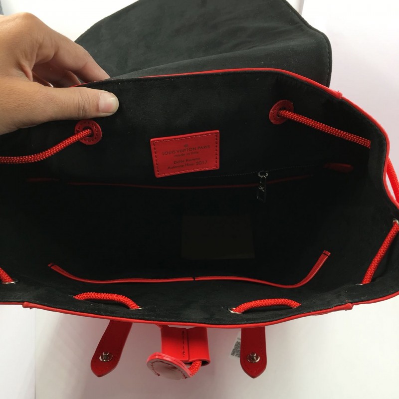 louis vuitton supreme backpack red