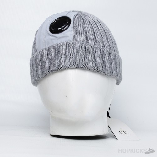 C.P Company Wool Ripped Knitted Lens Beanie Grey