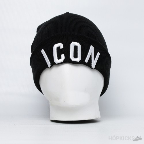 Dsquared2 Icon White Logo Black Beanie (Premium Batch)