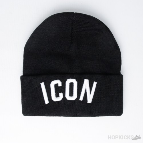 Dsquared2 Icon White Logo Black Beanie (Premium Batch)