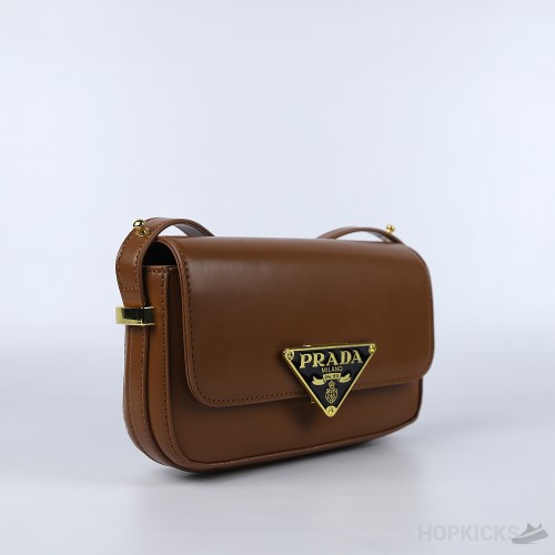 Prada Emblème Saffiano Brown Shoulder Bag