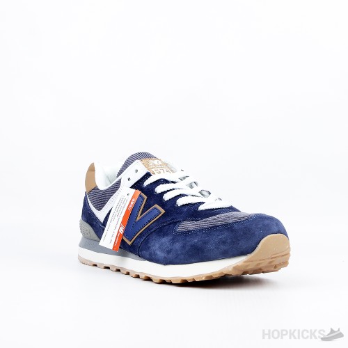 New Balance 574 Dark Blue Orange (Premium Batch)