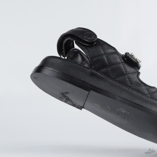 Chanel Grained Calfskin Velcro Dad Sandals Black (Premium Plus Batch)