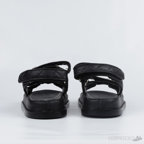 Chanel Grained Calfskin Velcro Dad Sandals Black (Premium Plus Batch)