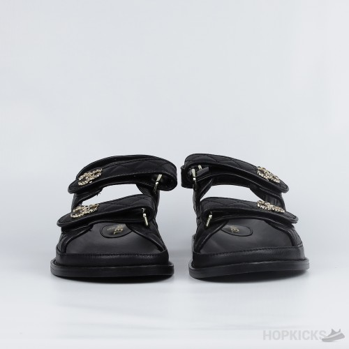 Chanel Grained Calfskin Velcro Dad Sandals Black (Premium Plus Batch)