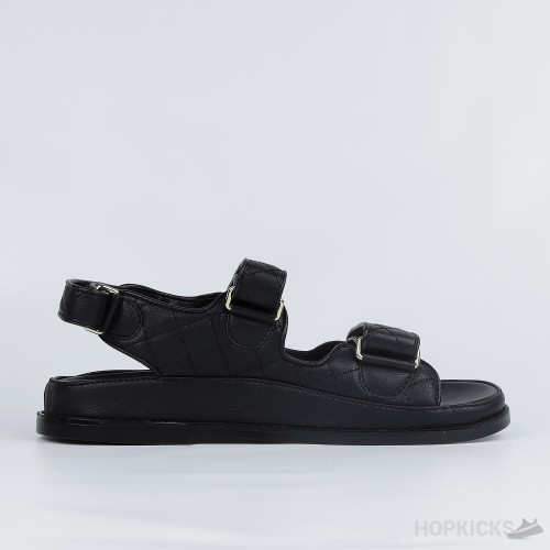 Chanel Grained Calfskin Velcro Dad Sandals Black (Premium Plus Batch)