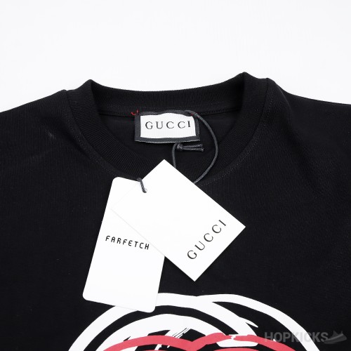 Gucci Red White Logo Black T-Shirt