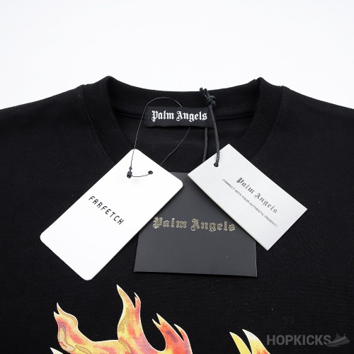 Palm Angels Logo on Fire Black T-Shirt