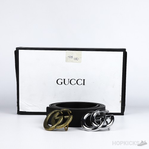 Gucci GG Silver Buckle Black Belt