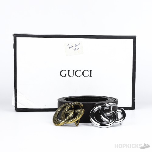 Gucci GG Golden Buckle Dark Brown Belt