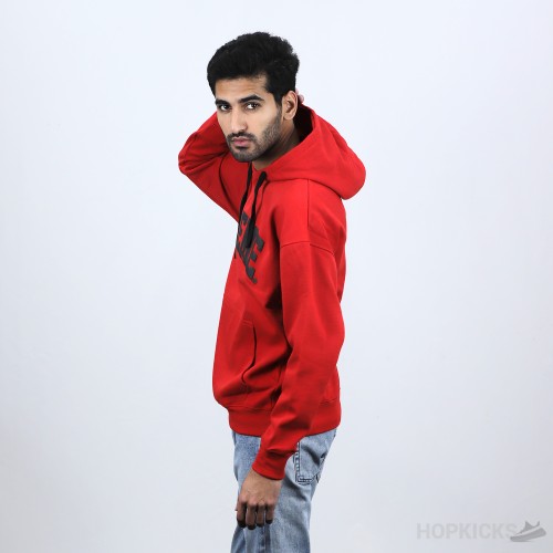 Supreme Black Logo Red Hoodie