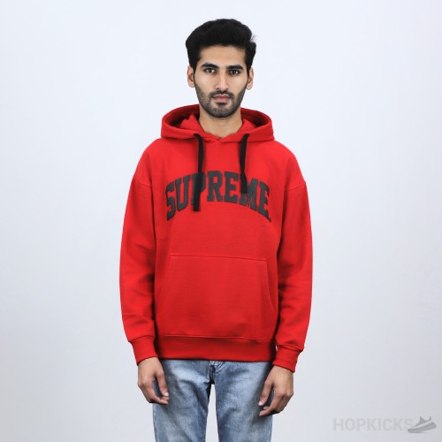 Supreme Black Logo Red Hoodie