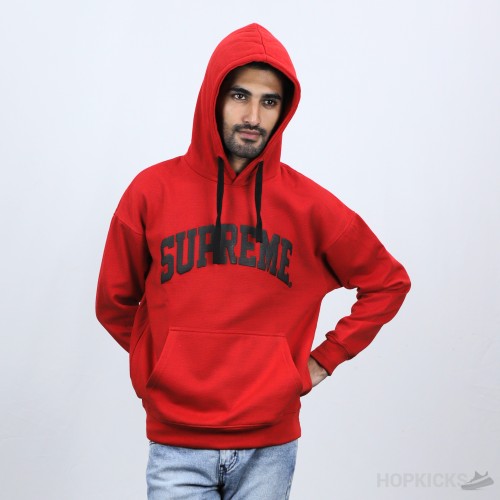 Supreme Black Logo Red Hoodie