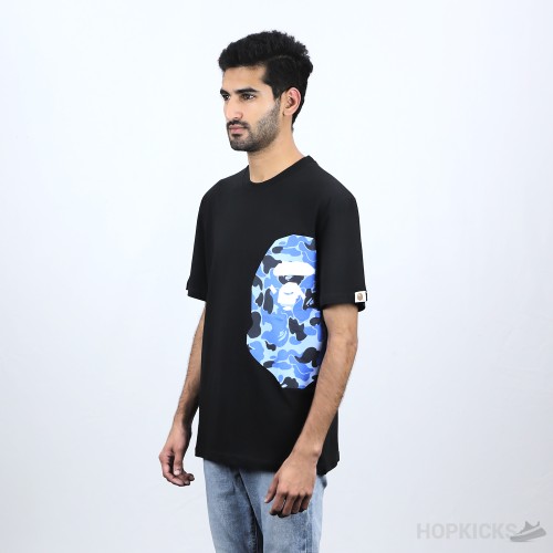 Bape Blue Camo Print Black T-Shirt