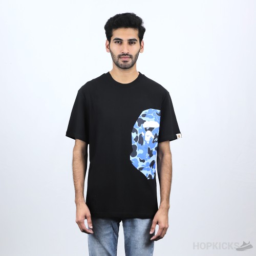 Bape Blue Camo Print Black T-Shirt