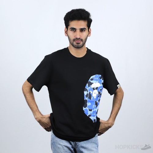 Bape Blue Camo Print Black T-Shirt