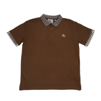 Burberry Brown Checkered Collar Polo T-Shirt