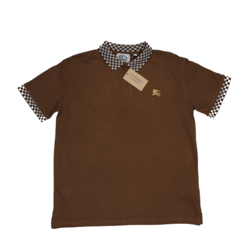 Burberry Brown Checkered Collar Polo T-Shirt