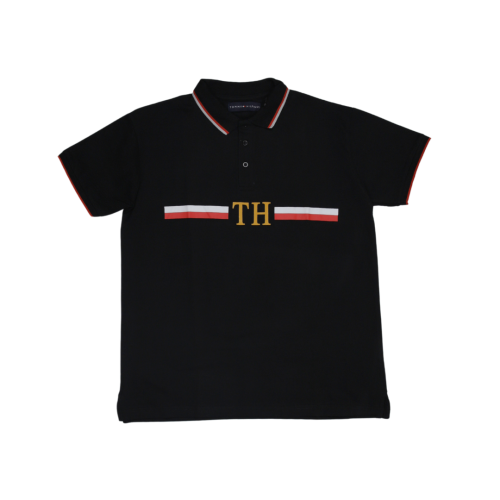 Tom Hilfiger Stripped Black Polo T-Shirt