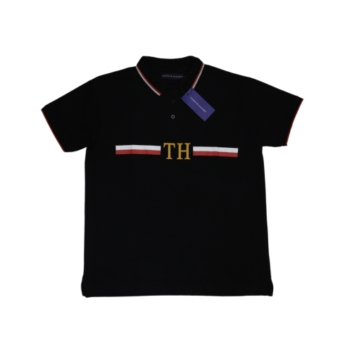 Tom Hilfiger Stripped Black Polo T-Shirt