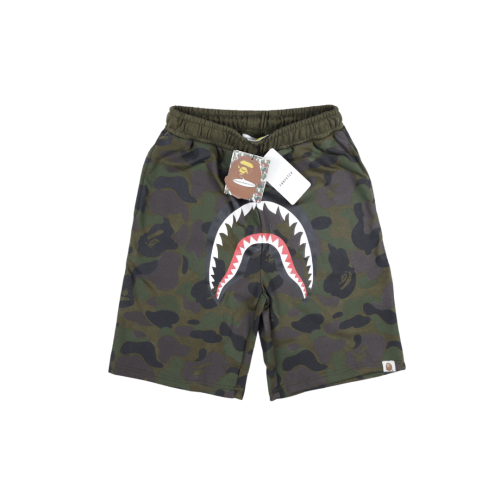 Bape Green Camo Shark Sweat Shorts