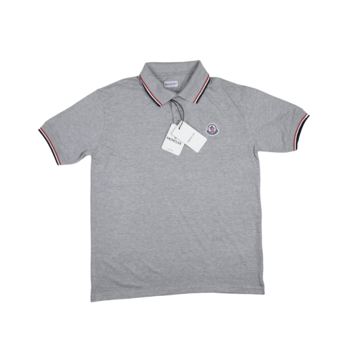 Moncler Logo Patch Grey Polo Shirt