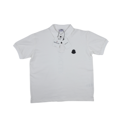 Moncler White Cotton Piquet Polo Shirt