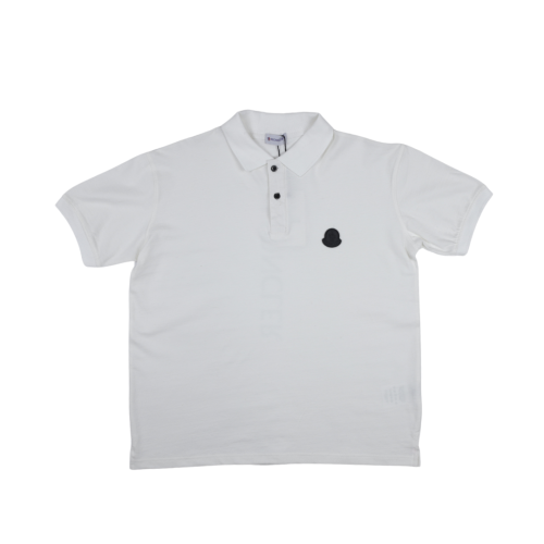 Moncler White Cotton Piquet Polo Shirt