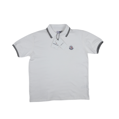 Moncler Logo Patch White Polo Shirt