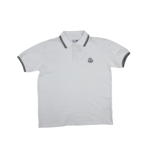 Moncler Logo Patch White Polo Shirt