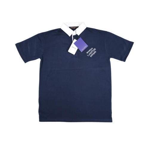 LV White collar Blue Polo Shirt