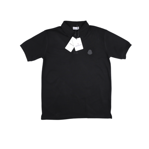 Moncler Logo Patched Plain Black Polo Shirt