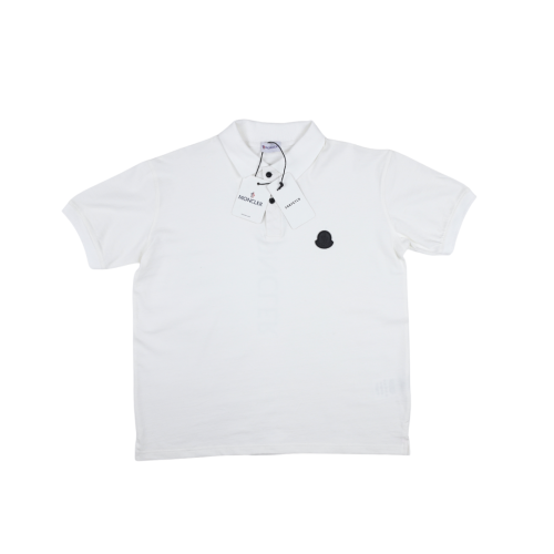 Moncler White Cotton Piquet Polo Shirt