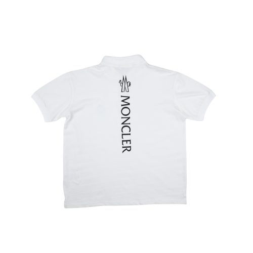 Moncler White Cotton Piquet Polo Shirt