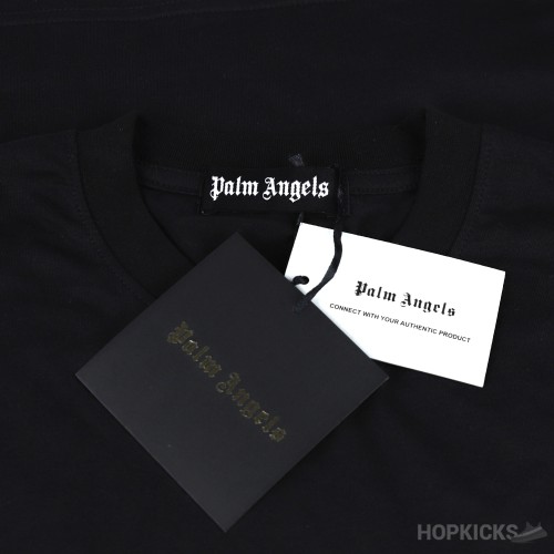 Palm Angels Black Cotton Sprayed Logo Printed Crew Neck T-Shirt