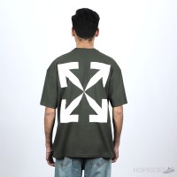 Off-White Olive Cotton Crew Neck T-Shirt