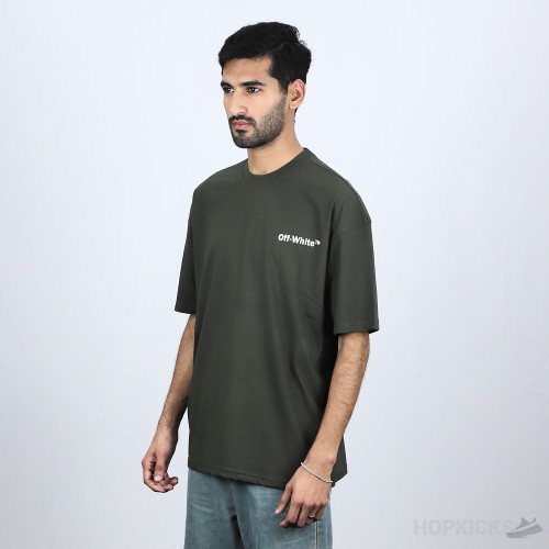 Off-White Olive Cotton Crew Neck T-Shirt