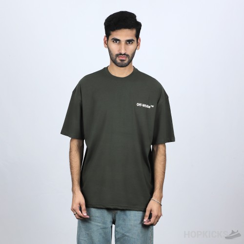 Off-White Olive Cotton Crew Neck T-Shirt