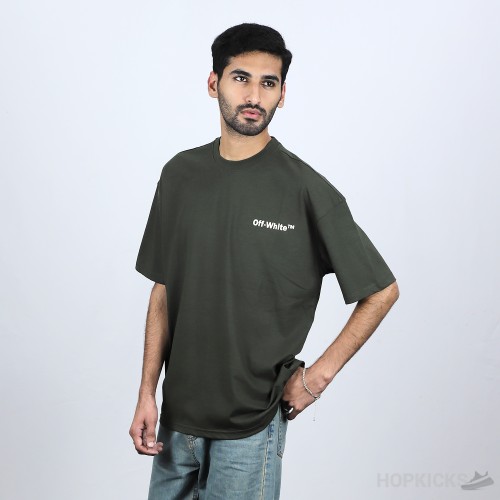 Off-White Olive Cotton Crew Neck T-Shirt