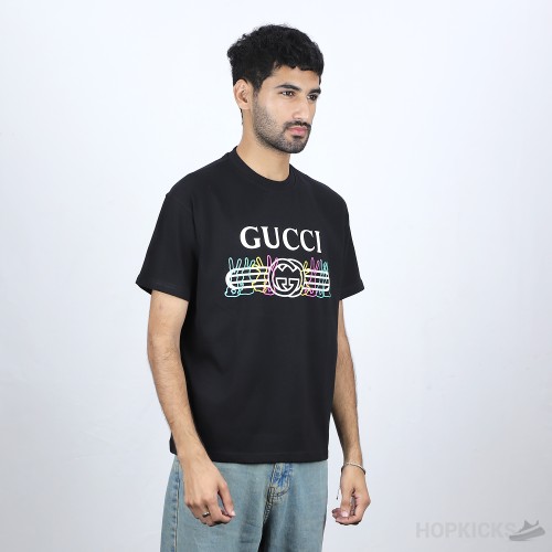 GUCCI Rabbit Logo Black T-Shirt