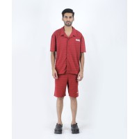 Off-White Maroon Shirt and Shorts