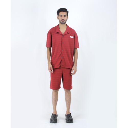 Off-White Maroon Shirt and Shorts